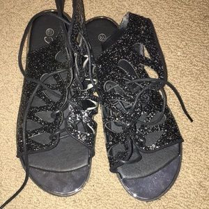 Black Sparkly Sandals